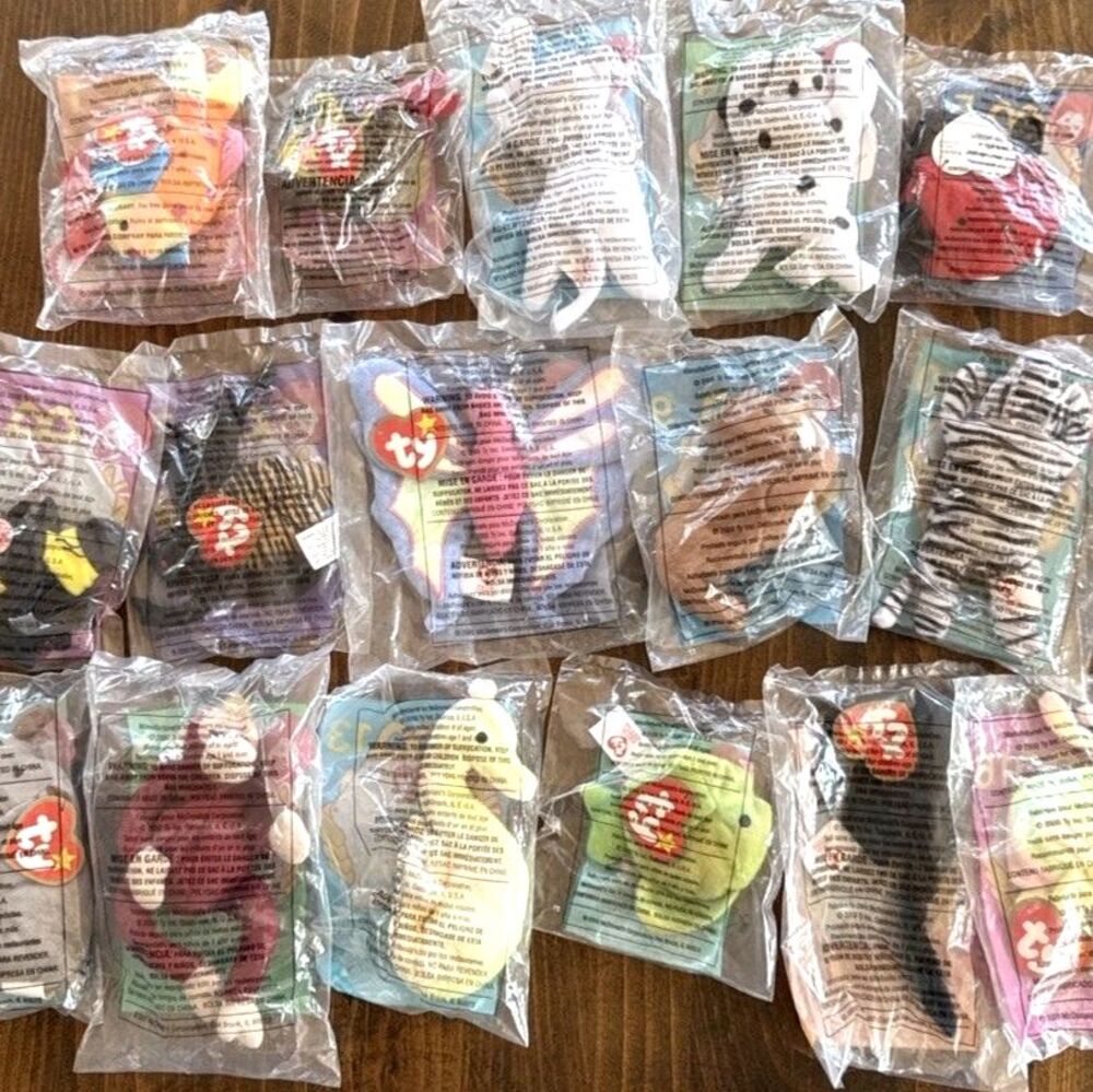 Complete McDonald’s Ty Teenie Beanie Babies Set #1–16 Sealed Vintage 2000 New